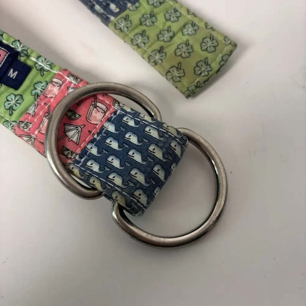 Vineyard Vines Fabric Patchwork D-Ring 100% Cotton Medium Belt Preppy Nautical
